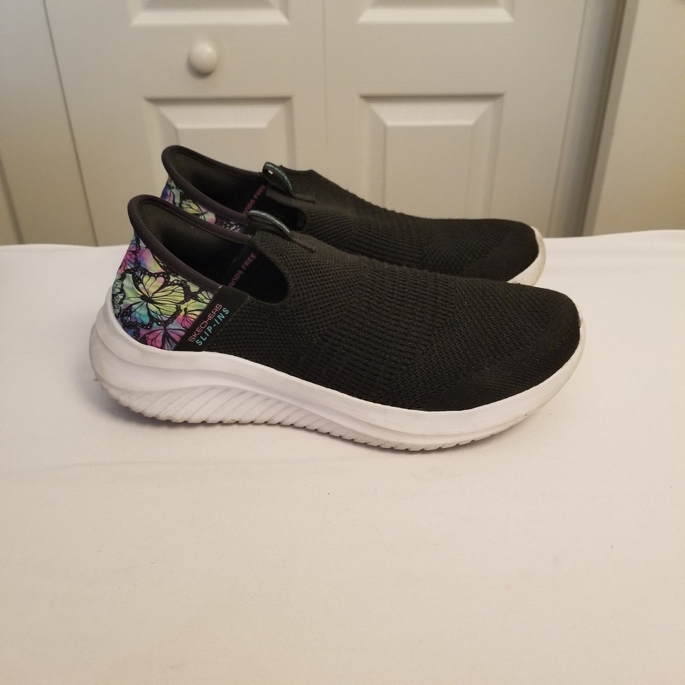 Skechers Hands Free Slip-ins Ultra Flex 3.0 Butterfly Black Sneakers 149710 Sz 3